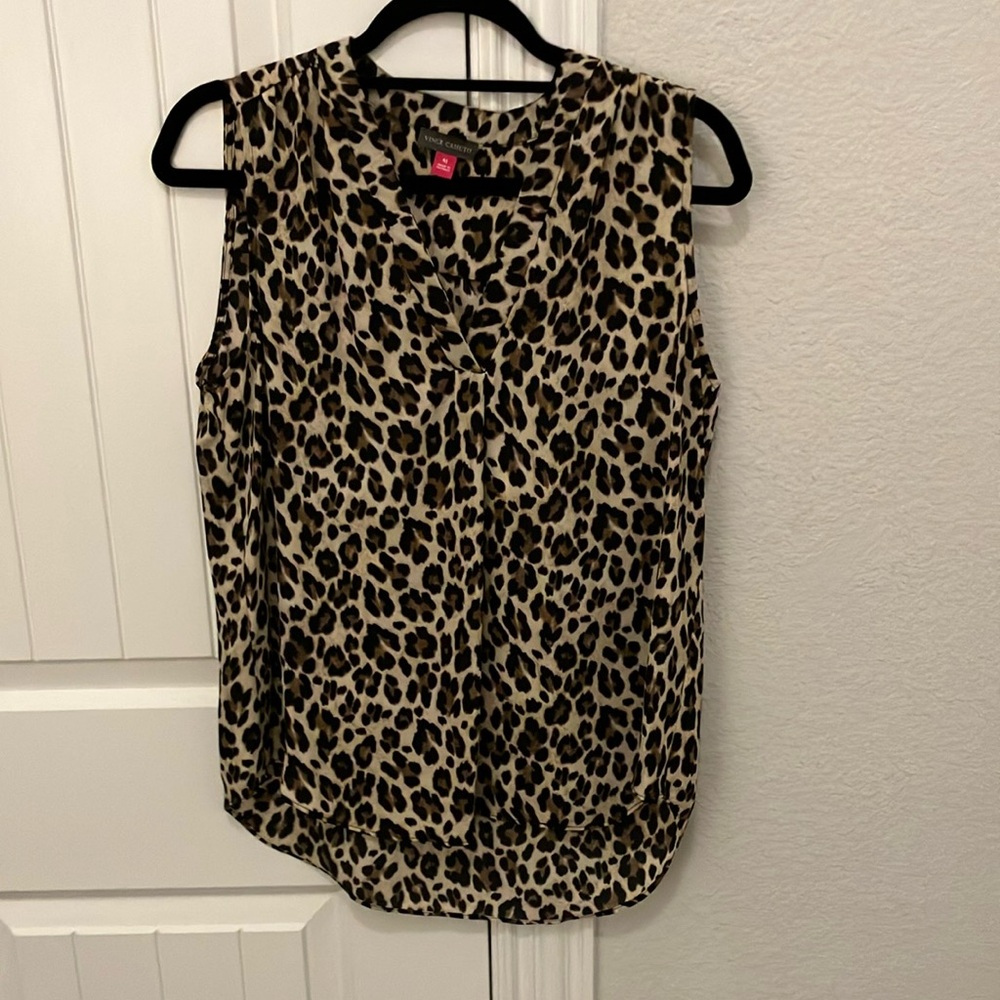 Vince Camuto Leopard Print Sleeveless Blouse